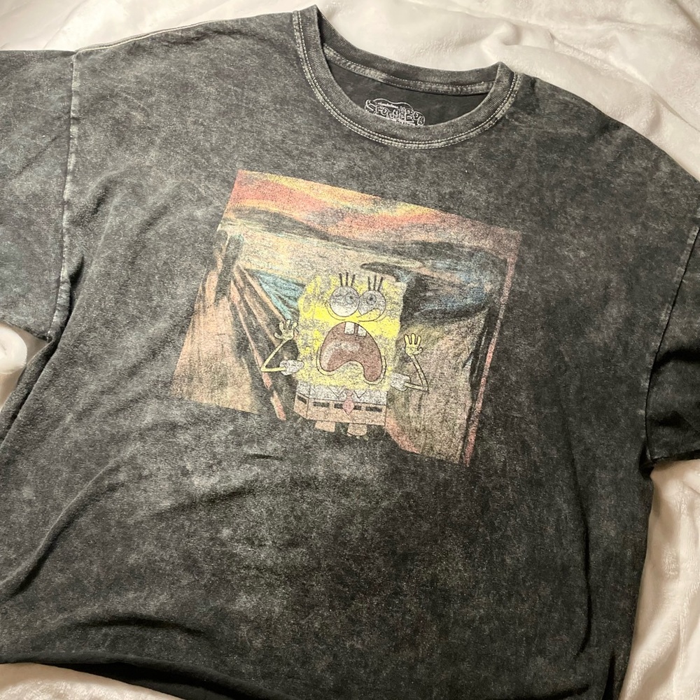 Faded black/gray, SpongeBob graphic tee, size XL